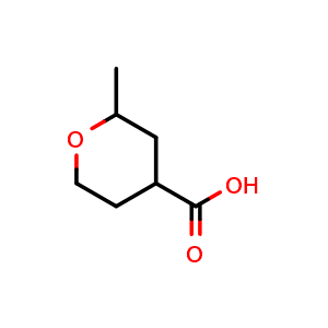 Chemical structure of 2-Methyltetrahydro-2H-pyran-4-carboxylic acid , CAS 88572-21-8, AChemBlock Q61449