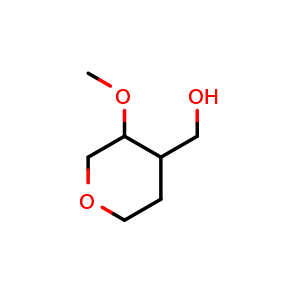 Chemical structure of (3-methoxytetrahydro-2H-pyran-4-yl)methanol , CAS 1871407-31-6, AChemBlock Q61464