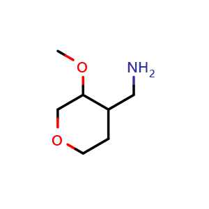 Chemical structure of (3-methoxytetrahydro-2H-pyran-4-yl)methanamine , CAS 1779813-13-6, AChemBlock Q61467