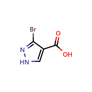 Chemical structure of 3-bromo-1H-pyrazole-4-carboxylic acid , CAS 1502986-45-9, AChemBlock Q61498