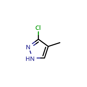 Chemical structure of 3-chloro-4-methyl-1H-pyrazole , CAS 134589-56-3, AChemBlock Q61499