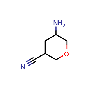 Chemical structure of 5-aminotetrahydro-2H-pyran-3-carbonitrile , CAS 2091702-11-1, AChemBlock Q61514