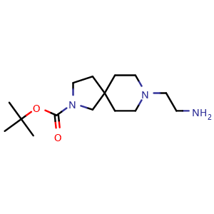 Chemical structure of tert-butyl 8-(2-aminoethyl)-2,8-diazaspiro[4.5]decane-2-carboxylate , CAS 1420809-96-6, AChemBlock Q61519