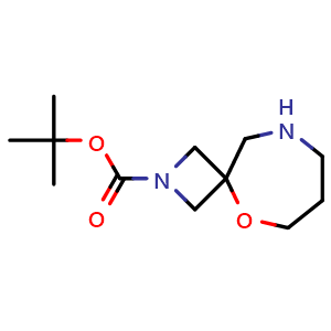 Chemical structure of tert-butyl 5-oxa-2,9-diazaspiro[3.6]decane-2-carboxylate , CAS 1251009-38-7, AChemBlock Q61520