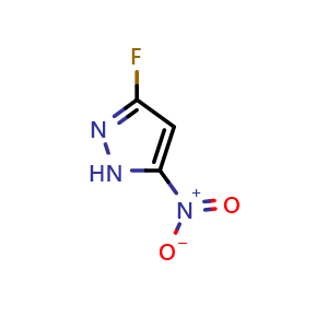 Chemical structure of 3-fluoro-5-nitro-1H-pyrazole , CAS 73305-88-1, AChemBlock Q61549