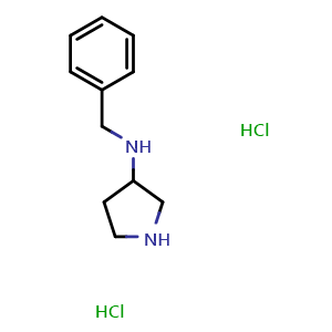Chemical structure of N-benzylpyrrolidin-3-amine dihydrochloride , CAS 2306265-71-2, AChemBlock Q61605