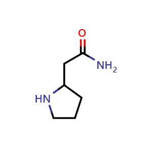 Chemical structure of 2-(pyrrolidin-2-yl)acetamide , CAS 936946-14-4, AChemBlock Q61611