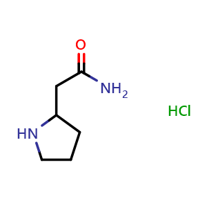 Chemical structure of 2-(pyrrolidin-2-yl)acetamide hydrochloride , CAS 1432681-00-9, AChemBlock Q61612
