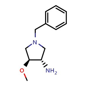 Chemical structure of (3S,4S)-1-benzyl-4-methoxypyrrolidin-3-amine , CAS 174847-49-5, AChemBlock Q61622