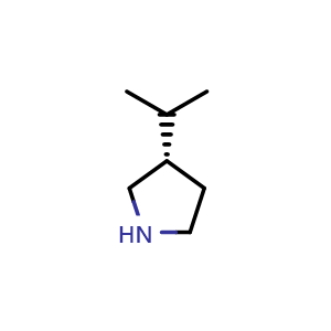 Chemical structure of (S)-3-isopropylpyrrolidine , CAS 1260619-47-3, AChemBlock Q61637