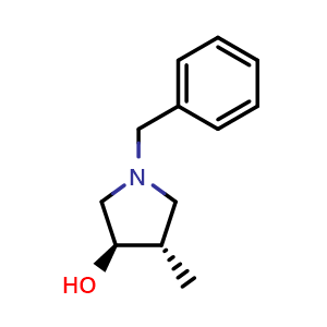 Chemical structure of (3R,4S)-1-benzyl-4-methylpyrrolidin-3-ol , CAS 137172-64-6, AChemBlock Q61663