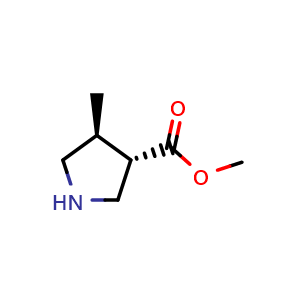 Chemical structure of methyl (3S,4S)-4-methylpyrrolidine-3-carboxylate , CAS 1690062-05-5, AChemBlock Q61693
