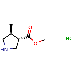 Chemical structure of methyl (3S,4S)-4-methylpyrrolidine-3-carboxylate hydrochloride , CAS 2227197-31-9, AChemBlock Q61694
