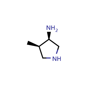Chemical structure of (3R,4R)-4-methylpyrrolidin-3-amine , CAS 113617-67-7, AChemBlock Q61701