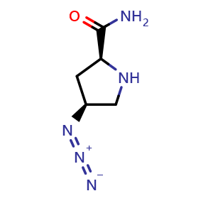 Chemical structure of (2S,4S)-4-azidopyrrolidine-2-carboxamide , CAS 1624277-95-7, AChemBlock Q61709