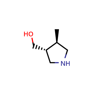 Chemical structure of ((3R,4R)-4-methylpyrrolidin-3-yl)methanol , CAS 942618-25-9, AChemBlock Q61714