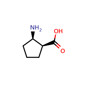 Chemical structure of (1S,2R)-2-aminocyclopentane-1-carboxylic acid , CAS 64191-14-6, AChemBlock Q61718