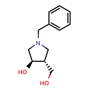 Chemical structure of (3R,4R)-1-benzyl-4-(hydroxymethyl)pyrrolidin-3-ol , CAS 253129-03-2, AChemBlock Q61744