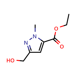 Chemical structure of ethyl 3-(hydroxymethyl)-1-methyl-1H-pyrazole-5-carboxylate , CAS 199480-28-9, AChemBlock Q61759