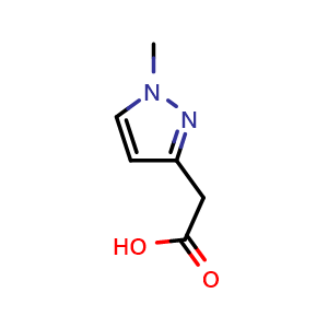 Chemical structure of 2-(1-Methyl-1H-pyrazol-3-yl)acetic acid , CAS 1177318-00-1, AChemBlock Q61773