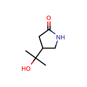 Chemical structure of 4-(2-hydroxypropan-2-yl)pyrrolidin-2-one , CAS 1935149-18-0, AChemBlock Q61777