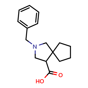 Chemical structure of 2-benzyl-2-azaspiro[4.4]nonane-4-carboxylic acid , CAS 1480538-26-8, AChemBlock Q61779