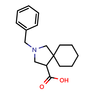 Chemical structure of 2-benzyl-2-azaspiro[4.5]decane-4-carboxylic acid , CAS 748118-43-6, AChemBlock Q61781
