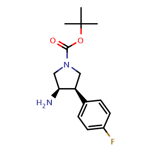 Chemical structure of rel-tert-butyl (3R,4R)-3-amino-4-(4-fluorophenyl)pyrrolidine-1-carboxylate , CAS 1218764-14-7, AChemBlock Q61795