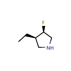 Chemical structure of (3S,4S)-3-ethyl-4-fluoropyrrolidine , CAS 2090207-24-0, AChemBlock Q61812