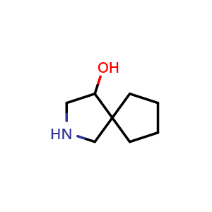 Chemical structure of 2-azaspiro[4.4]nonan-4-ol , CAS 1781297-17-3, AChemBlock Q61832