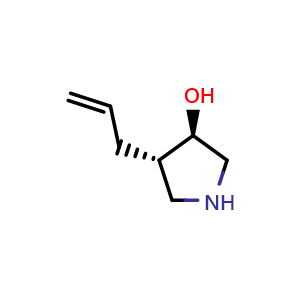 Chemical structure of (3R,4S)-4-allylpyrrolidin-3-ol , CAS 124574-02-3, AChemBlock Q61833