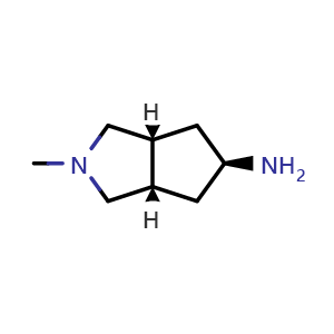Chemical structure of (3aR,5s,6aS)-2-methyloctahydrocyclopenta[c]pyrrol-5-amine , CAS 159996-25-5, AChemBlock Q61837