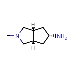 Chemical structure of (3aR,5r,6aS)-2-methyloctahydrocyclopenta[c]pyrrol-5-amine , CAS 160080-13-7, AChemBlock Q61838