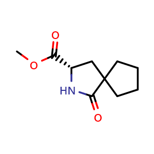 Chemical structure of methyl (S)-1-oxo-2-azaspiro[4.4]nonane-3-carboxylate , CAS 2306255-67-2, AChemBlock Q61846