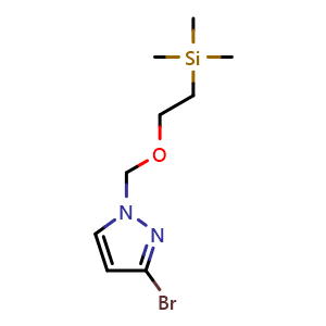 Chemical structure of 3-bromo-1-((2-(trimethylsilyl)ethoxy)methyl)-1H-pyrazole , CAS 1799818-22-6, AChemBlock Q61862