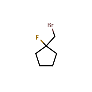 Chemical structure of 1-(Bromomethyl)-1-fluorocyclopentane , CAS 1462885-73-9, AChemBlock Q61871