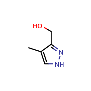 Chemical structure of (4-methyl-1H-pyrazol-3-yl)methanol , CAS 1196041-64-1, AChemBlock Q61877
