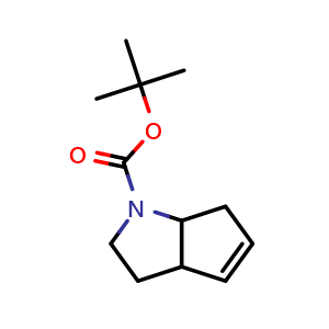 Chemical structure of tert-butyl 3,3a,6,6a-tetrahydrocyclopenta[b]pyrrole-1(2H)-carboxylate , CAS 2227206-55-3, AChemBlock Q61893