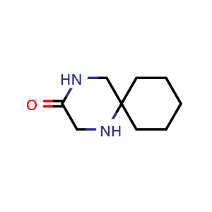 Chemical structure of 1,4-diazaspiro[5.5]undecan-3-one , CAS 1547757-91-4, AChemBlock Q61920