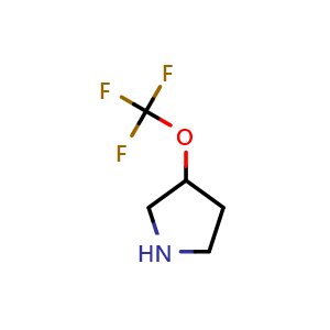 Chemical structure of 3-(trifluoromethoxy)pyrrolidine , CAS 1208080-75-4, AChemBlock Q61932