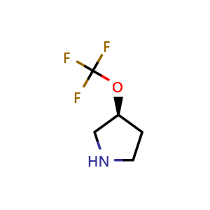 Chemical structure of (S)-3-(trifluoromethoxy)pyrrolidine , CAS 1286761-85-0, AChemBlock Q61934