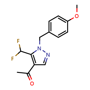 Chemical structure of 1-(5-(difluoromethyl)-1-(4-methoxybenzyl)-1H-pyrazol-4-yl)ethan-1-one , CAS 2306261-38-9, AChemBlock Q61938