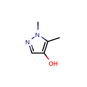 Chemical structure of 1,5-dimethyl-1H-pyrazol-4-ol , CAS 85985-67-7, AChemBlock Q61947