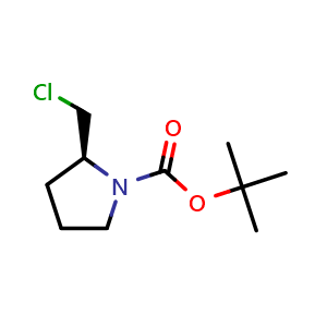 Chemical structure of tert-butyl (S)-2-(chloromethyl)pyrrolidine-1-carboxylate , CAS 403735-05-7, AChemBlock Q61981