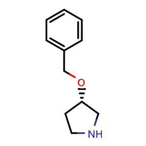 Chemical structure of (S)-3-(benzyloxy)pyrrolidine , CAS 911313-90-1, AChemBlock Q61984