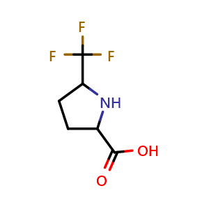 Chemical structure of 5-(trifluoromethyl)pyrrolidine-2-carboxylic acid , CAS 1258639-38-1, AChemBlock Q61987