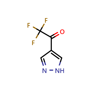 Chemical structure of 2,2,2-trifluoro-1-(1H-pyrazol-4-yl)ethan-1-one , CAS 161957-47-7, AChemBlock Q62004