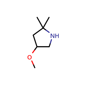 Chemical structure of 4-methoxy-2,2-dimethylpyrrolidine , CAS 1889884-78-9, AChemBlock Q62046