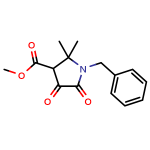 Chemical structure of methyl 1-benzyl-2,2-dimethyl-4,5-dioxopyrrolidine-3-carboxylate , CAS 1152112-19-0, AChemBlock Q62052