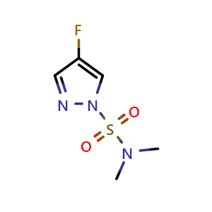 Chemical structure of 4-fluoro-N,N-dimethyl-1H-pyrazole-1-sulfonamide , CAS 143535-54-0, AChemBlock Q62055